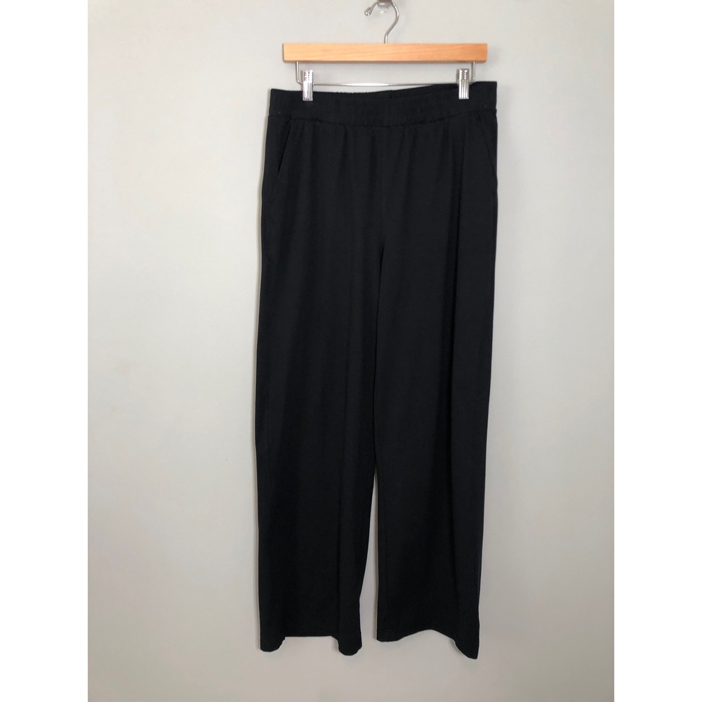 Yogalicious Lux Avenue Wide Leg Pant Women Large Black Elastic Waist Pockets